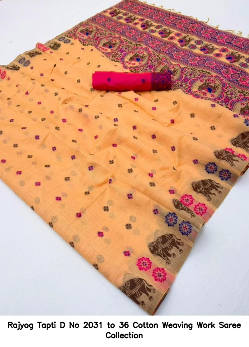 Rajyog Tapti D No 2031 to 36 Cotton Weaving Work Saree Collection - Image 2