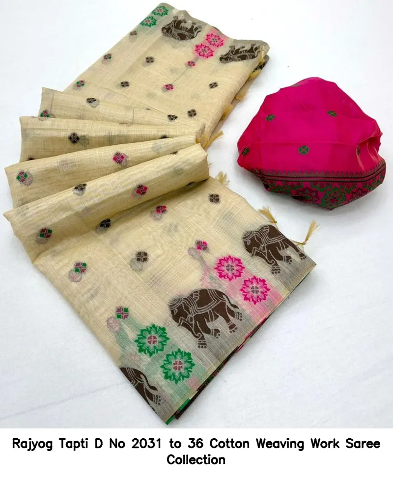 Rajyog Tapti D No 2031 to 36 Cotton Weaving Work Saree Collection - Image 3