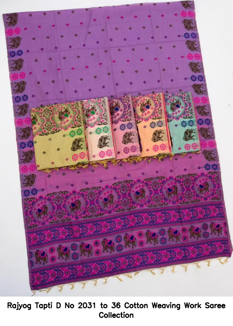 Rajyog Tapti D No 2031 to 36 Cotton Weaving Work Saree Collection - Image 4