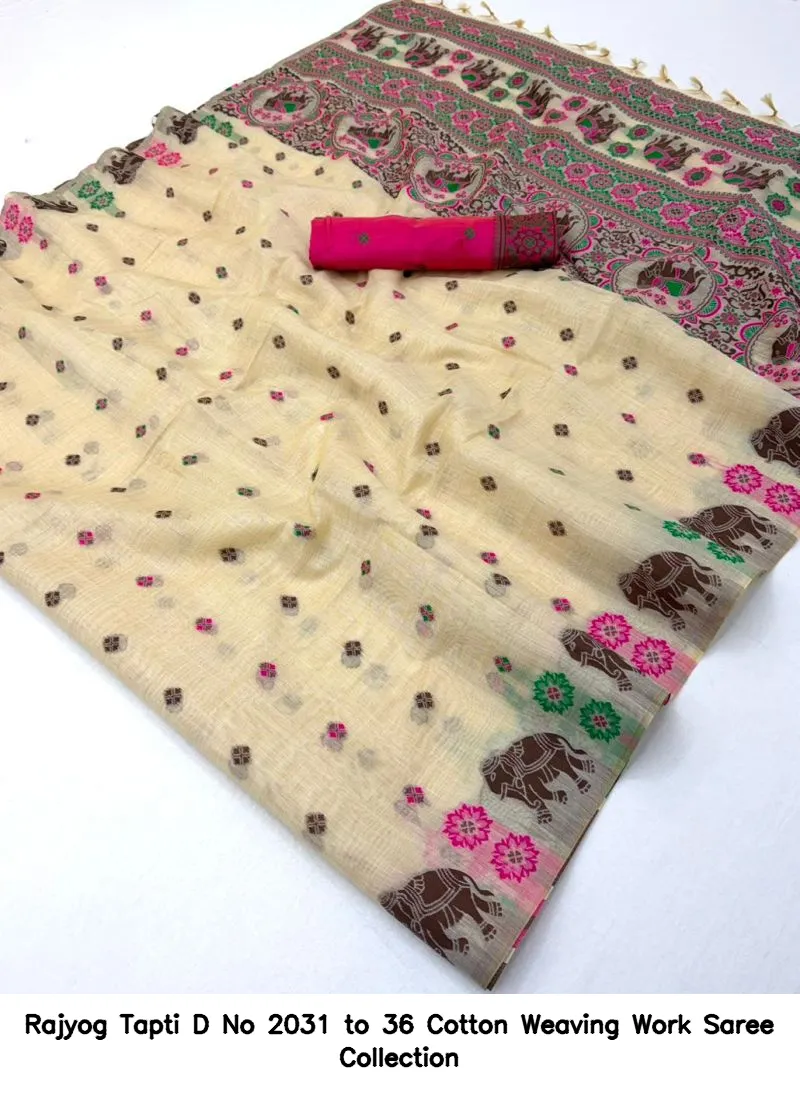 Rajyog Tapti D No 2031 to 36 Cotton Weaving Work Saree Collection - Image 6