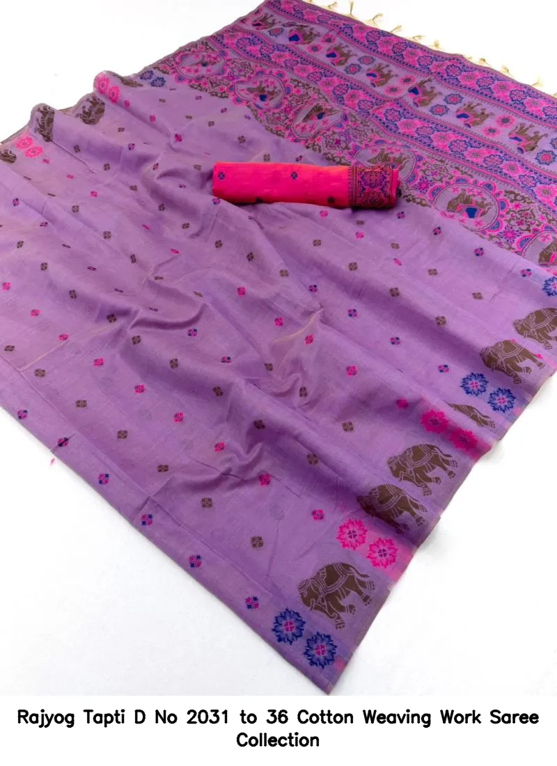 Rajyog Tapti D No 2031 to 36 Cotton Weaving Work Saree Collection - Image 8