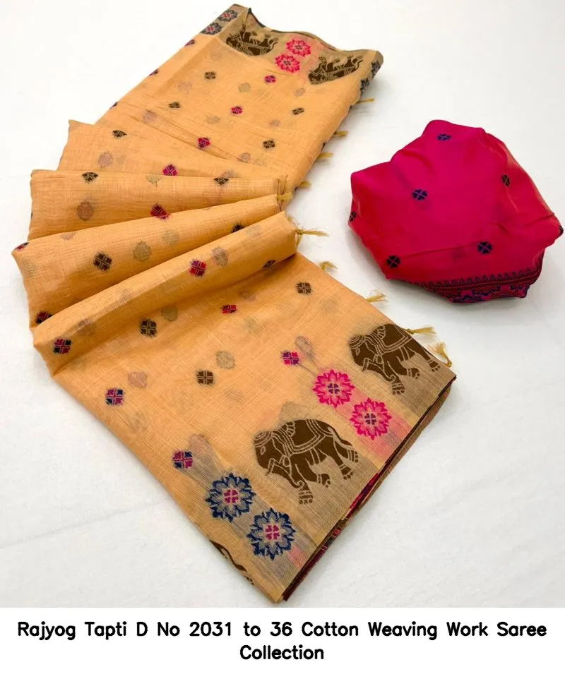 Rajyog Tapti D No 2031 to 36 Cotton Weaving Work Saree Collection - Image 9