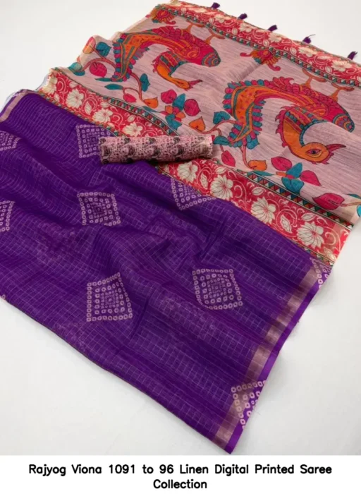 Rajyog Viona 1091 to 96 Linen Digital Printed Saree Collection