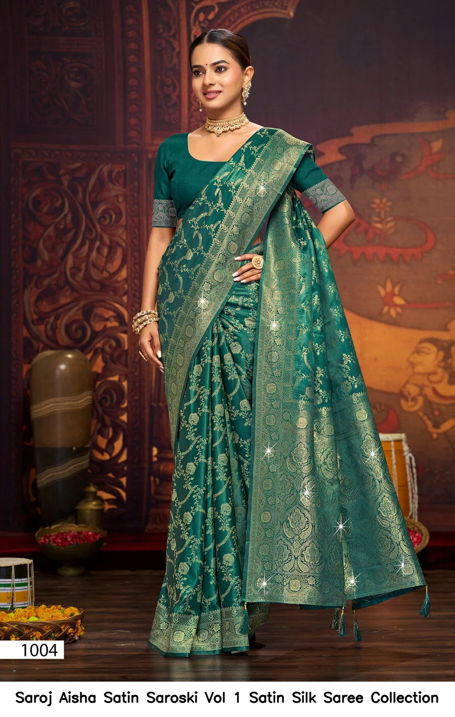 Saroj Aisha Satin Saroski Vol 1 Satin Silk Saree Collection - Image 2
