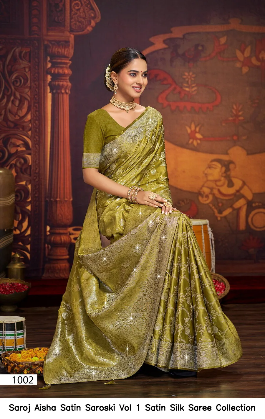 Saroj Aisha Satin Saroski Vol 1 Satin Silk Saree Collection - Image 3