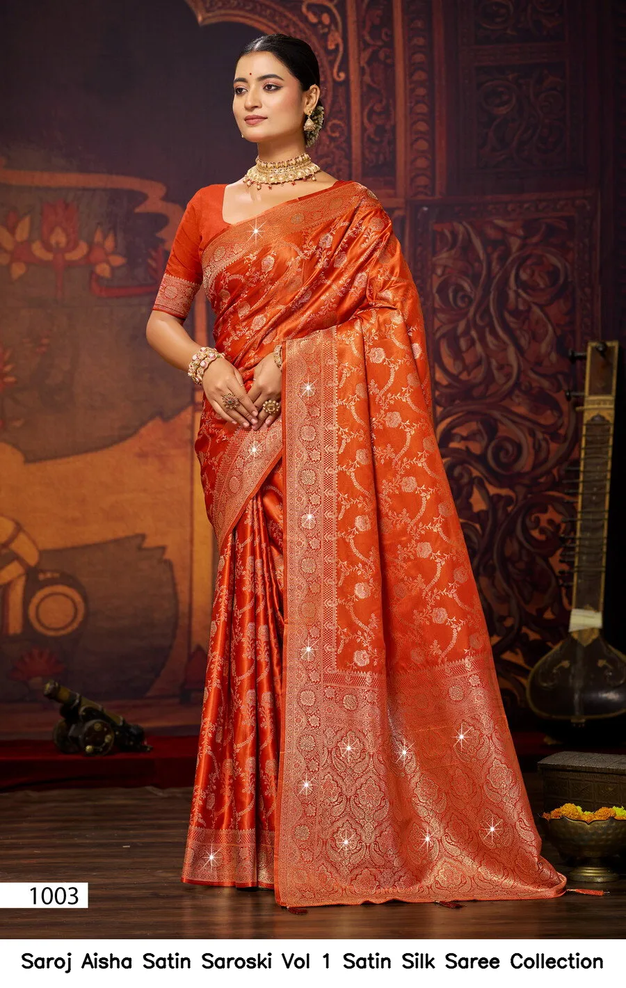 Saroj Aisha Satin Saroski Vol 1 Satin Silk Saree Collection - Image 4