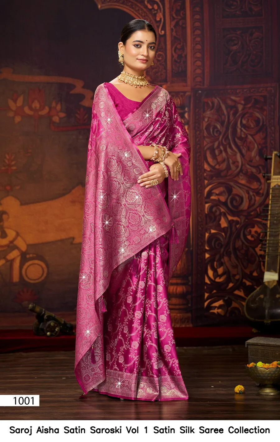 Saroj Aisha Satin Saroski Vol 1 Satin Silk Saree Collection - Image 5