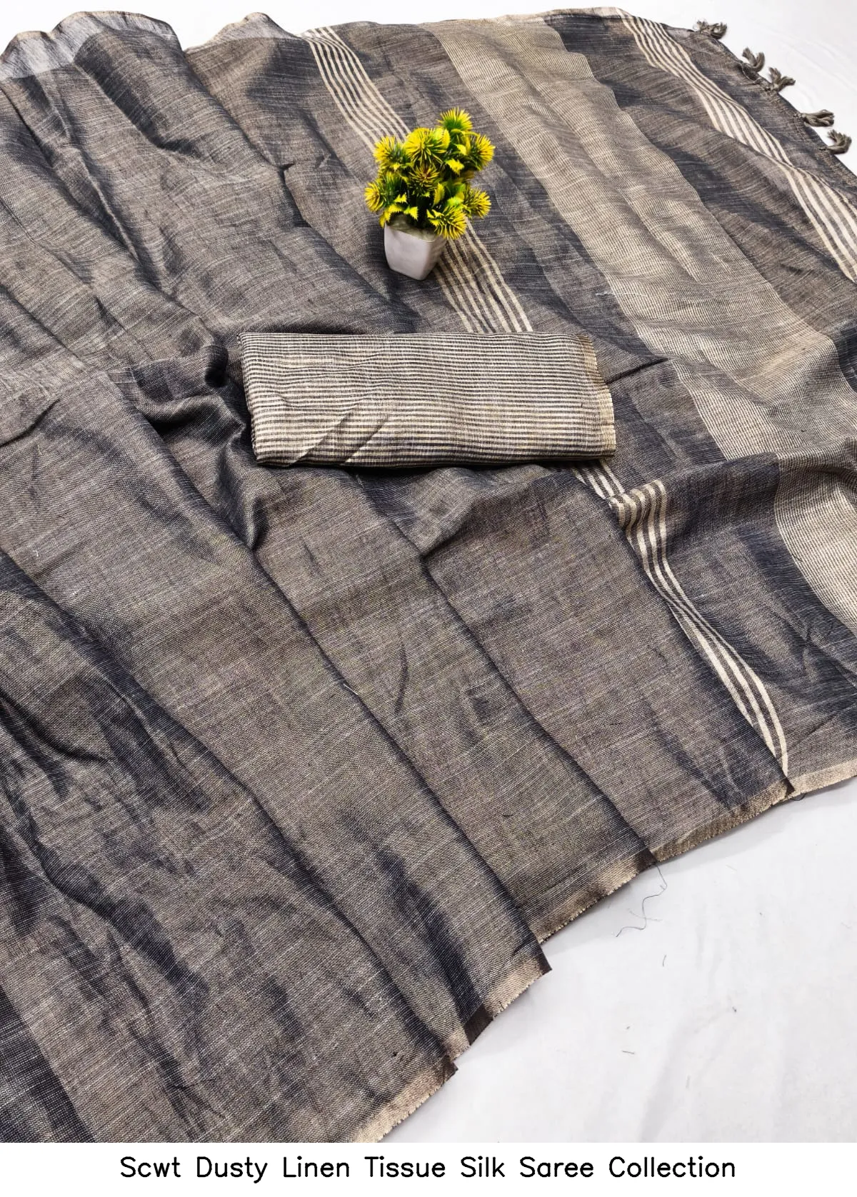 Scwt Dusty Linen Tissue Silk Saree Collection - Image 2