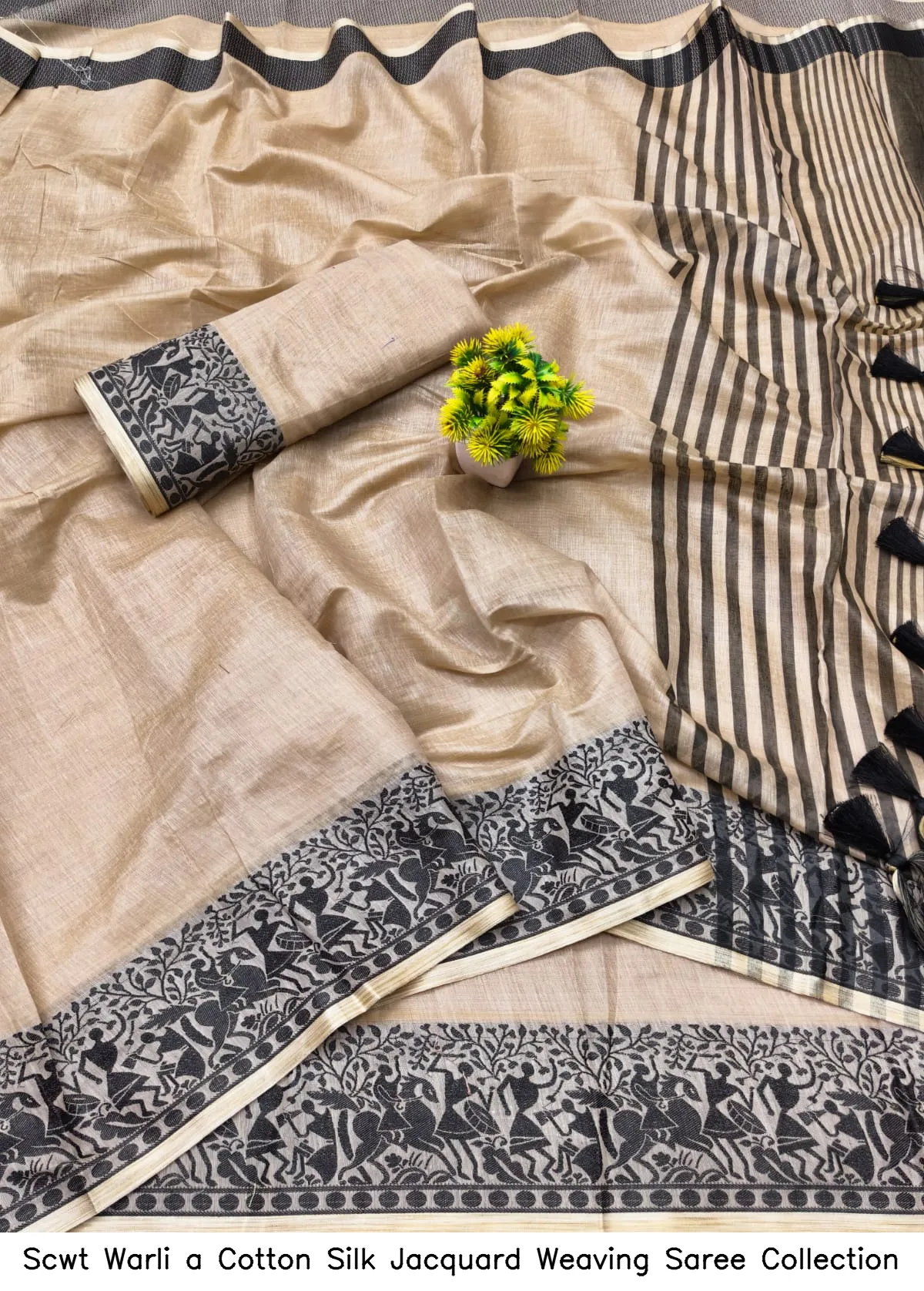Scwt Warli a Cotton Silk Jacquard Weaving Saree Collection - Image 2