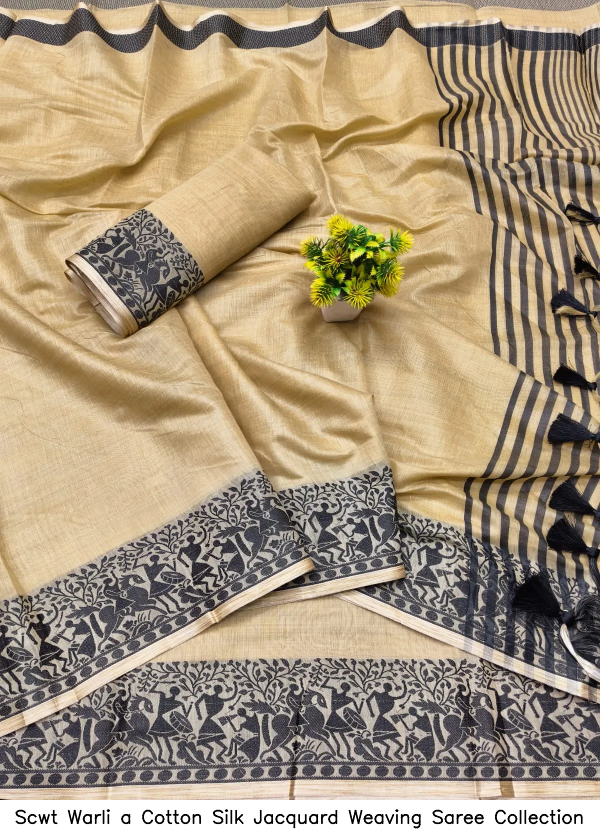 Scwt Warli a Cotton Silk Jacquard Weaving Saree Collection - Image 4