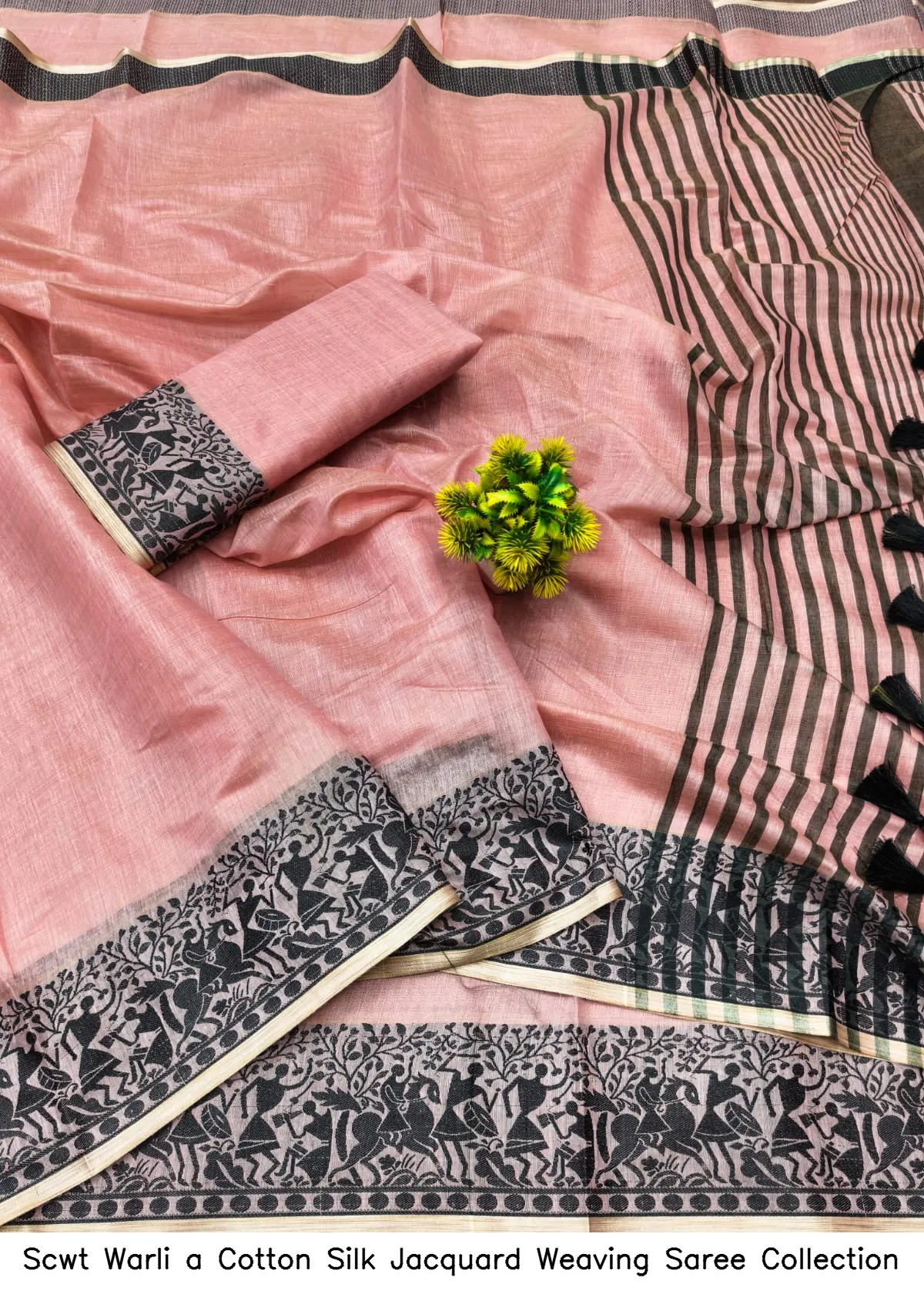 Scwt Warli a Cotton Silk Jacquard Weaving Saree Collection - Image 5