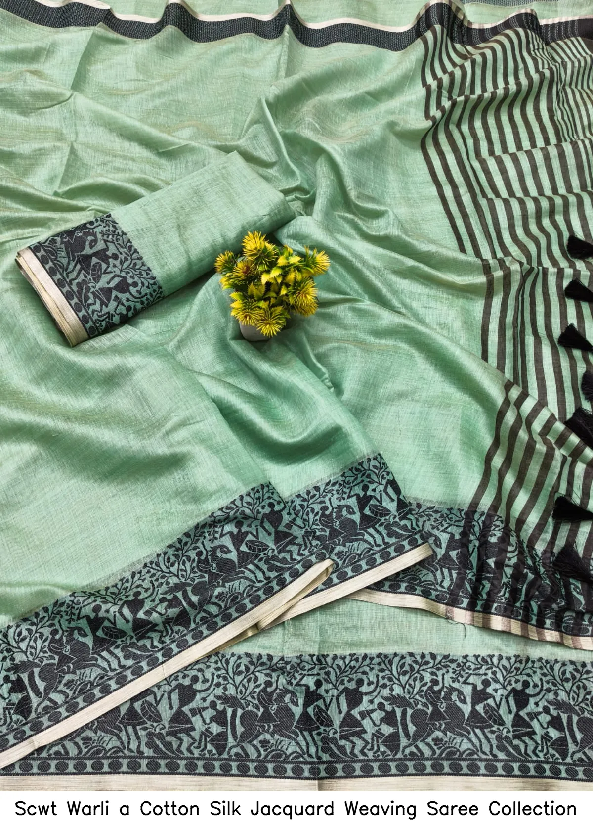 Scwt Warli a Cotton Silk Jacquard Weaving Saree Collection - Image 6