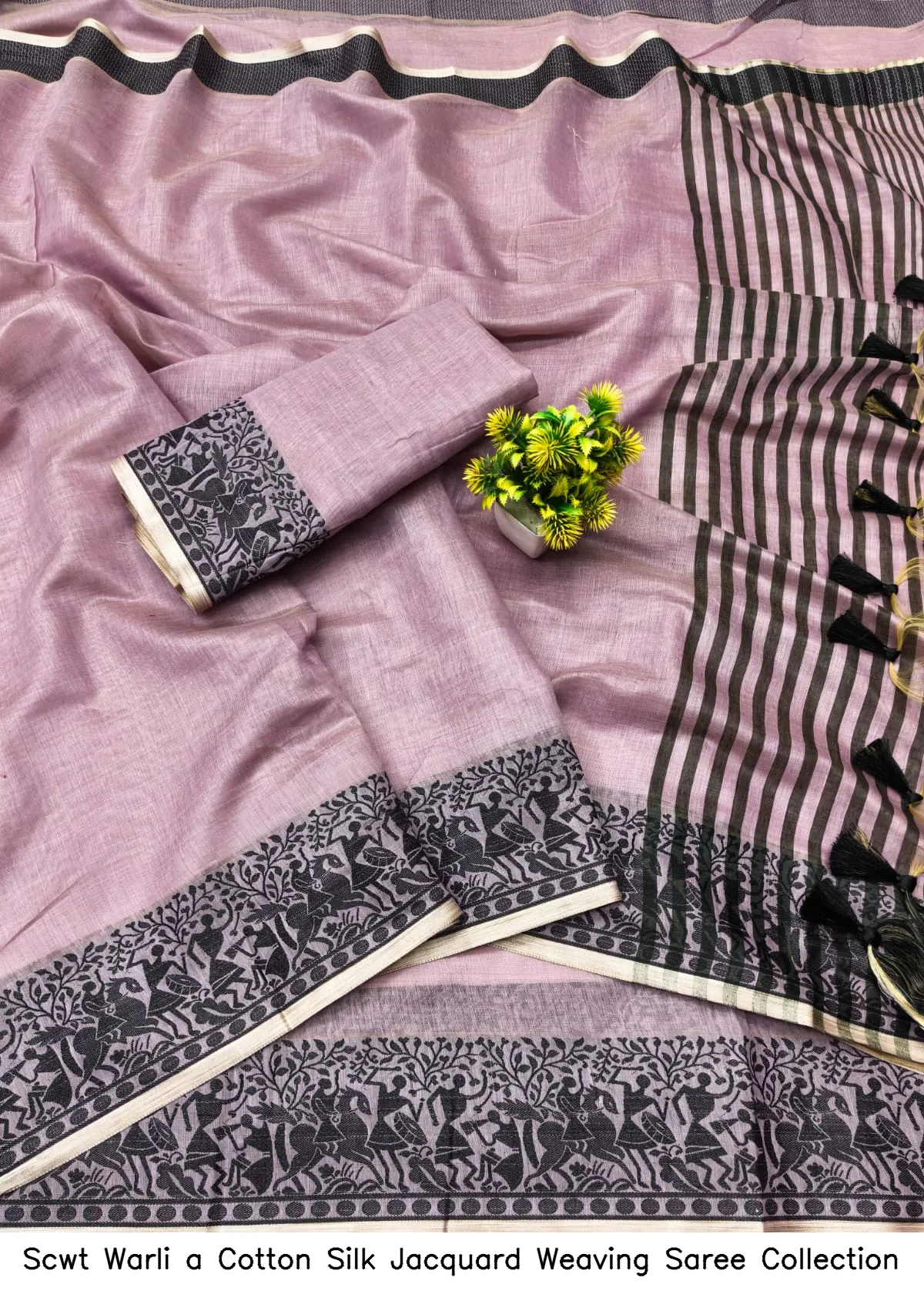 Scwt Warli a Cotton Silk Jacquard Weaving Saree Collection - Image 7
