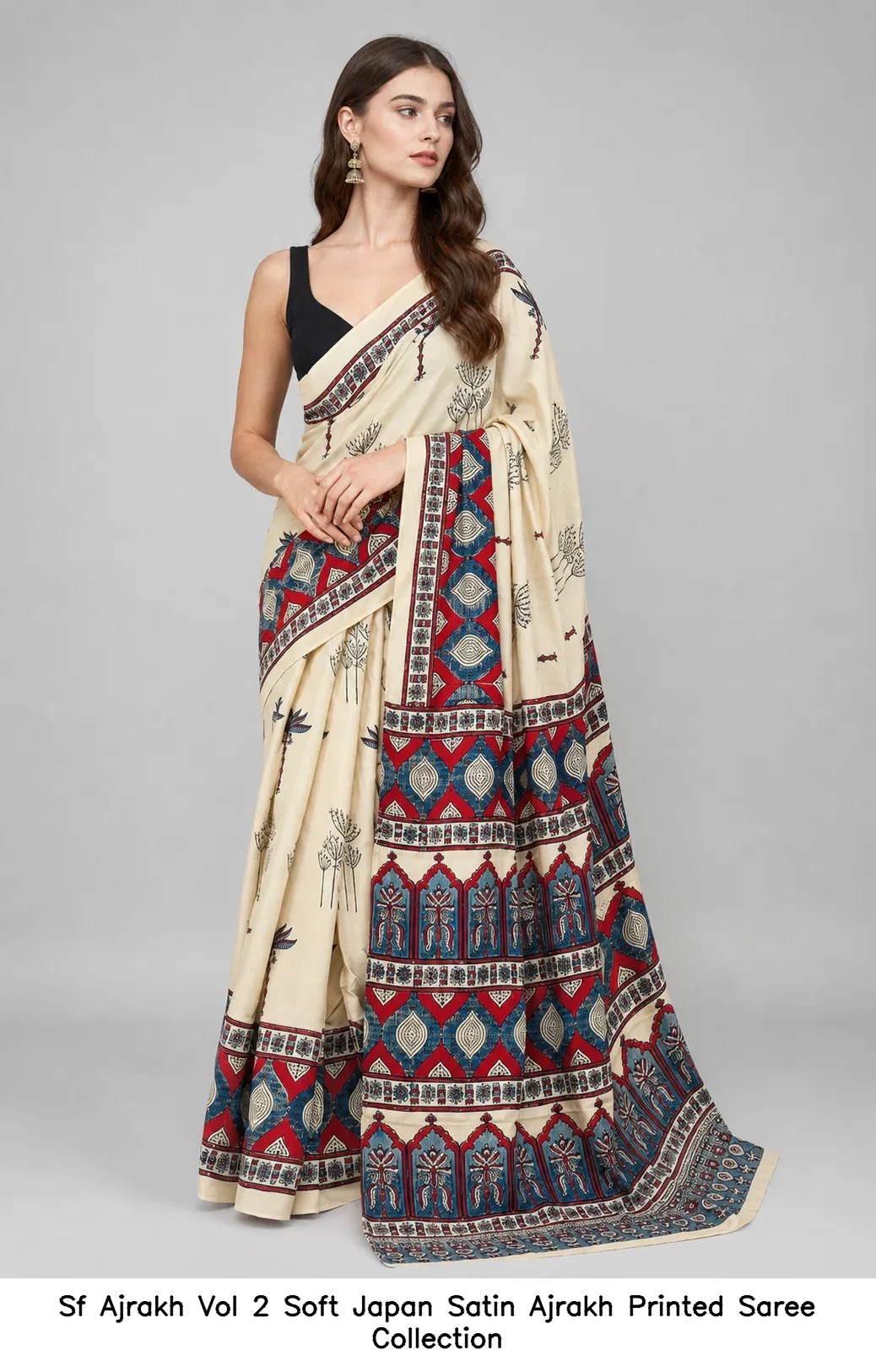 Sf Ajrakh Vol 2 Soft Japan Satin Ajrakh Printed Saree Collection
