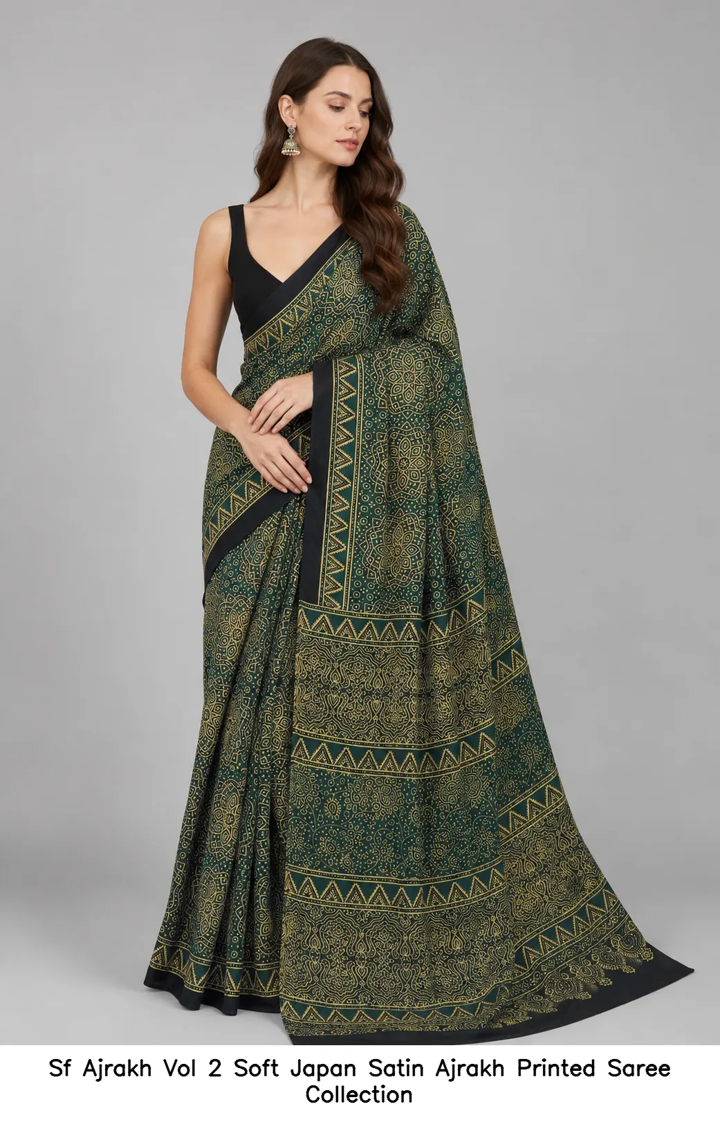 Sf Ajrakh Vol 2 Soft Japan Satin Ajrakh Printed Saree Collection - Image 2