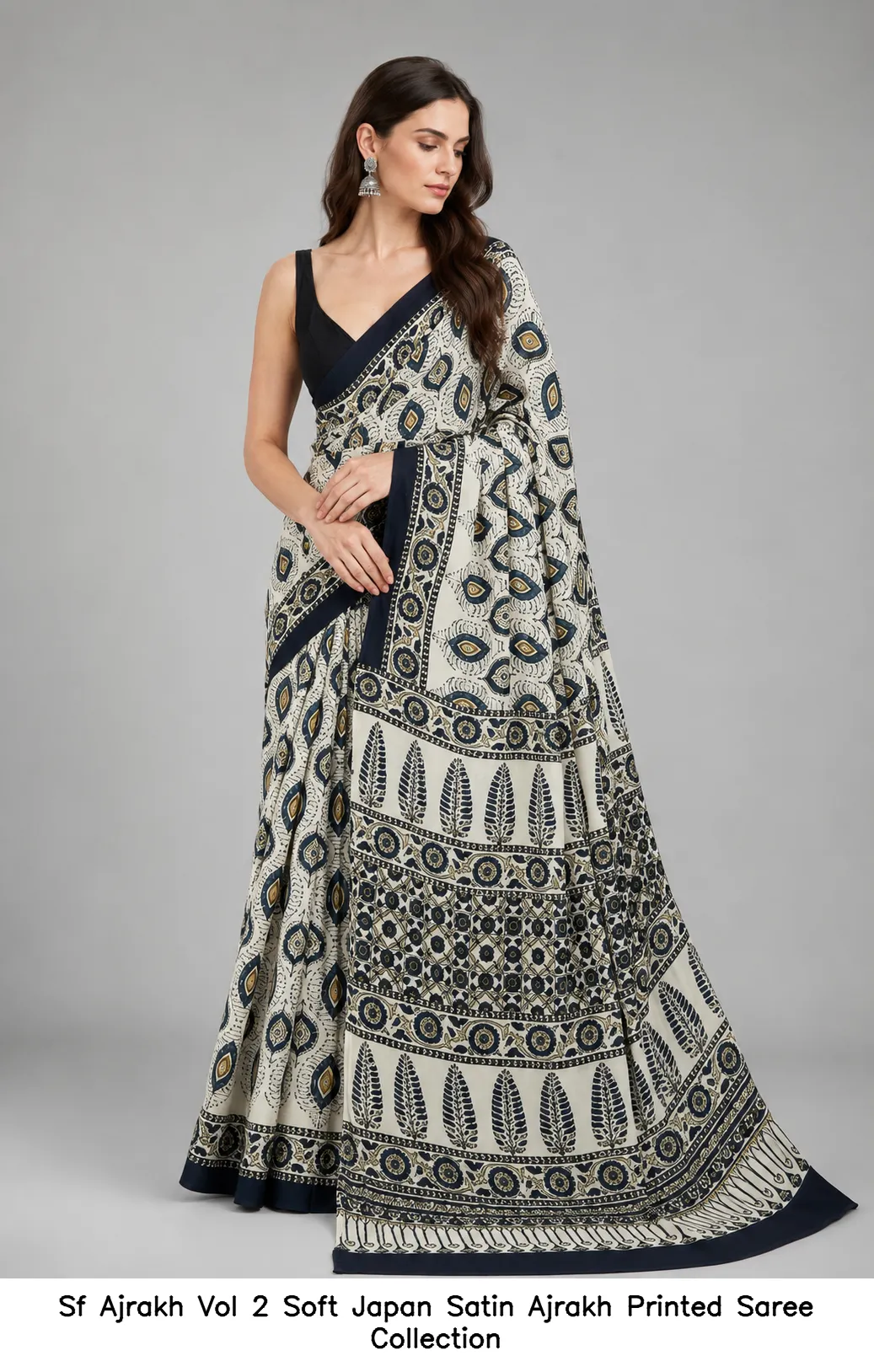 Sf Ajrakh Vol 2 Soft Japan Satin Ajrakh Printed Saree Collection - Image 4