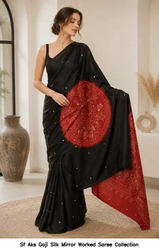 Sf Aks Gaji Silk Mirror Worked Saree Collection