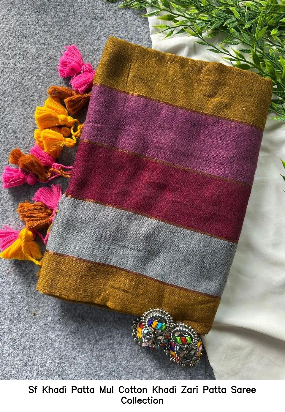 Sf Khadi Patta Mul Cotton Khadi Zari Patta Saree Collection - Image 14