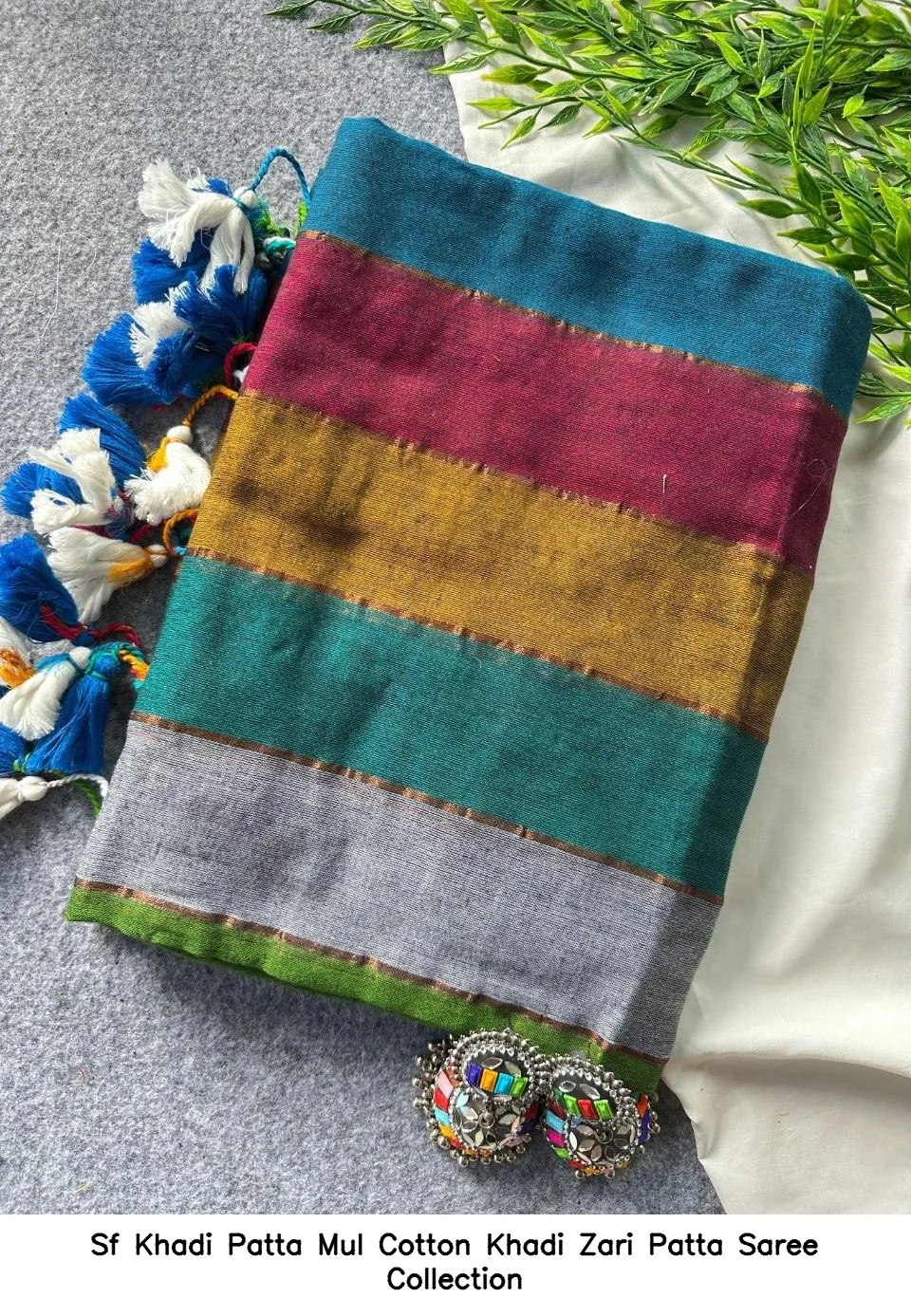Sf Khadi Patta Mul Cotton Khadi Zari Patta Saree Collection - Image 2