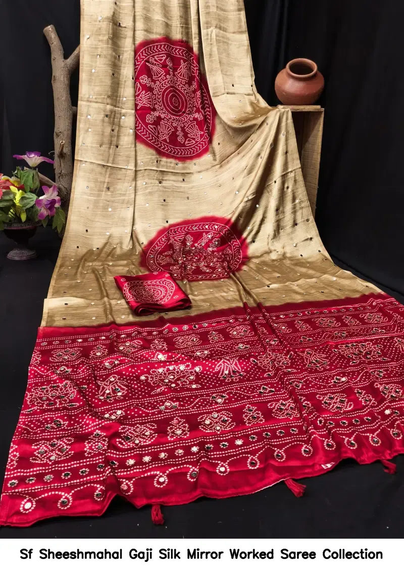 Sf Sheeshmahal Gaji Silk Mirror Worked Saree Collection