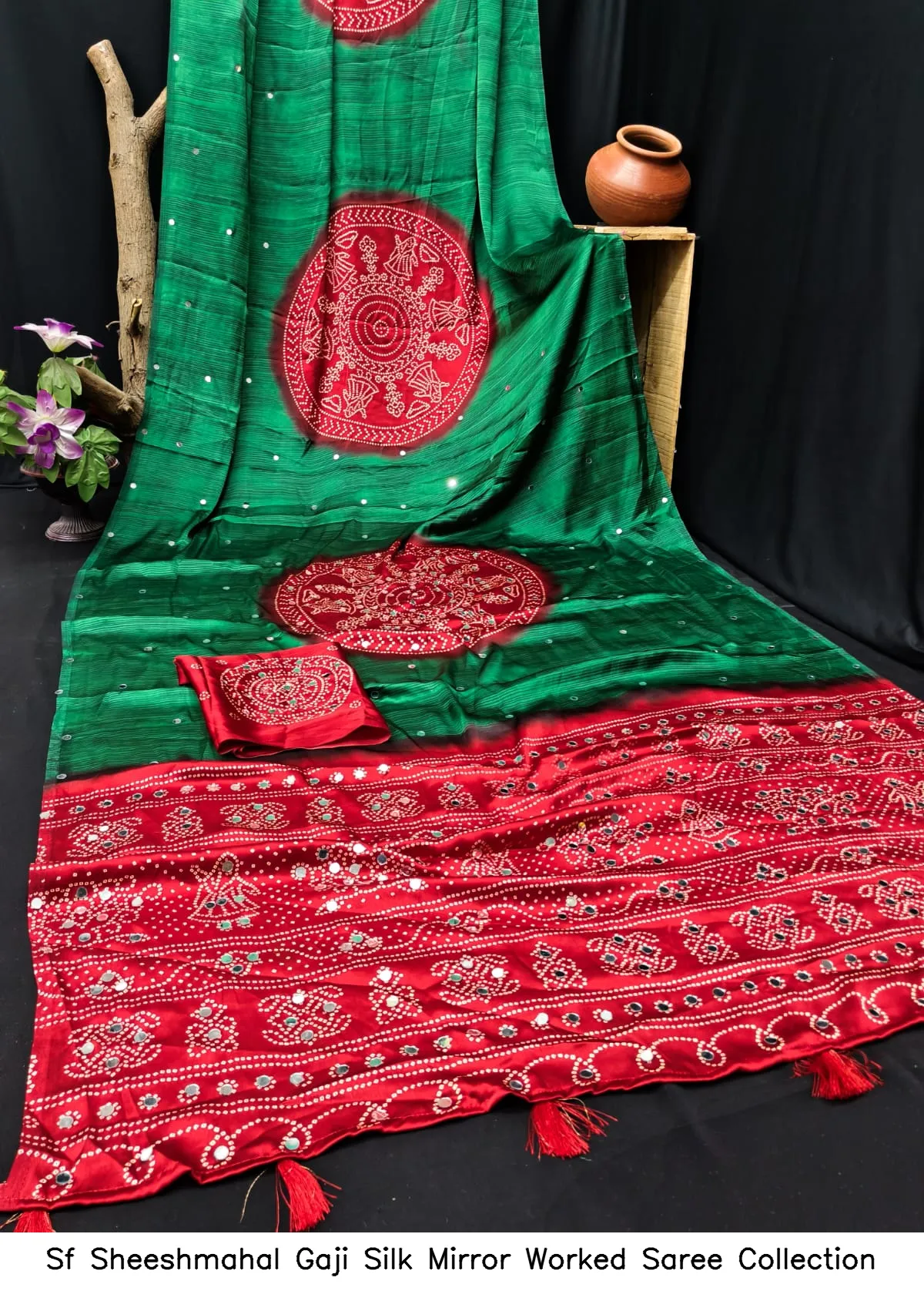 Sf Sheeshmahal Gaji Silk Mirror Worked Saree Collection - Image 2
