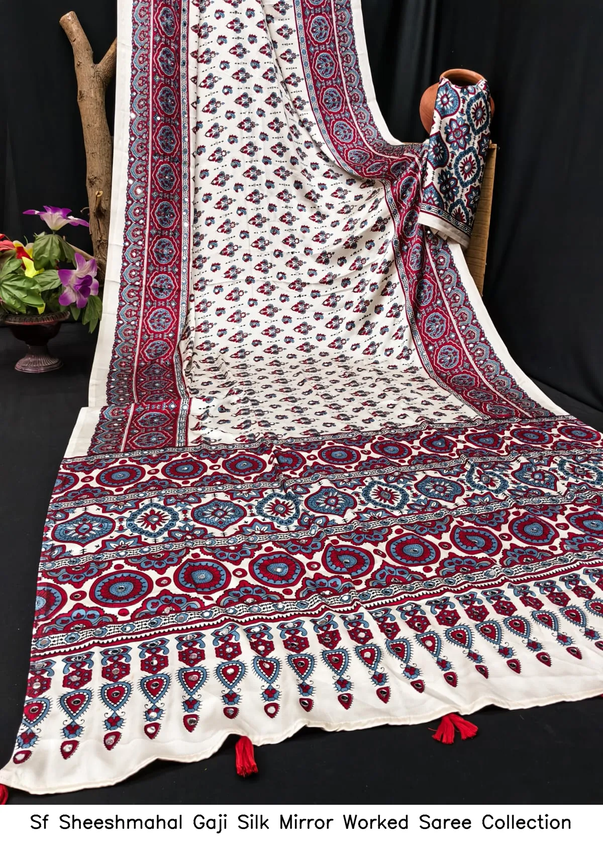 Sf Sheeshmahal Gaji Silk Mirror Worked Saree Collection - Image 3