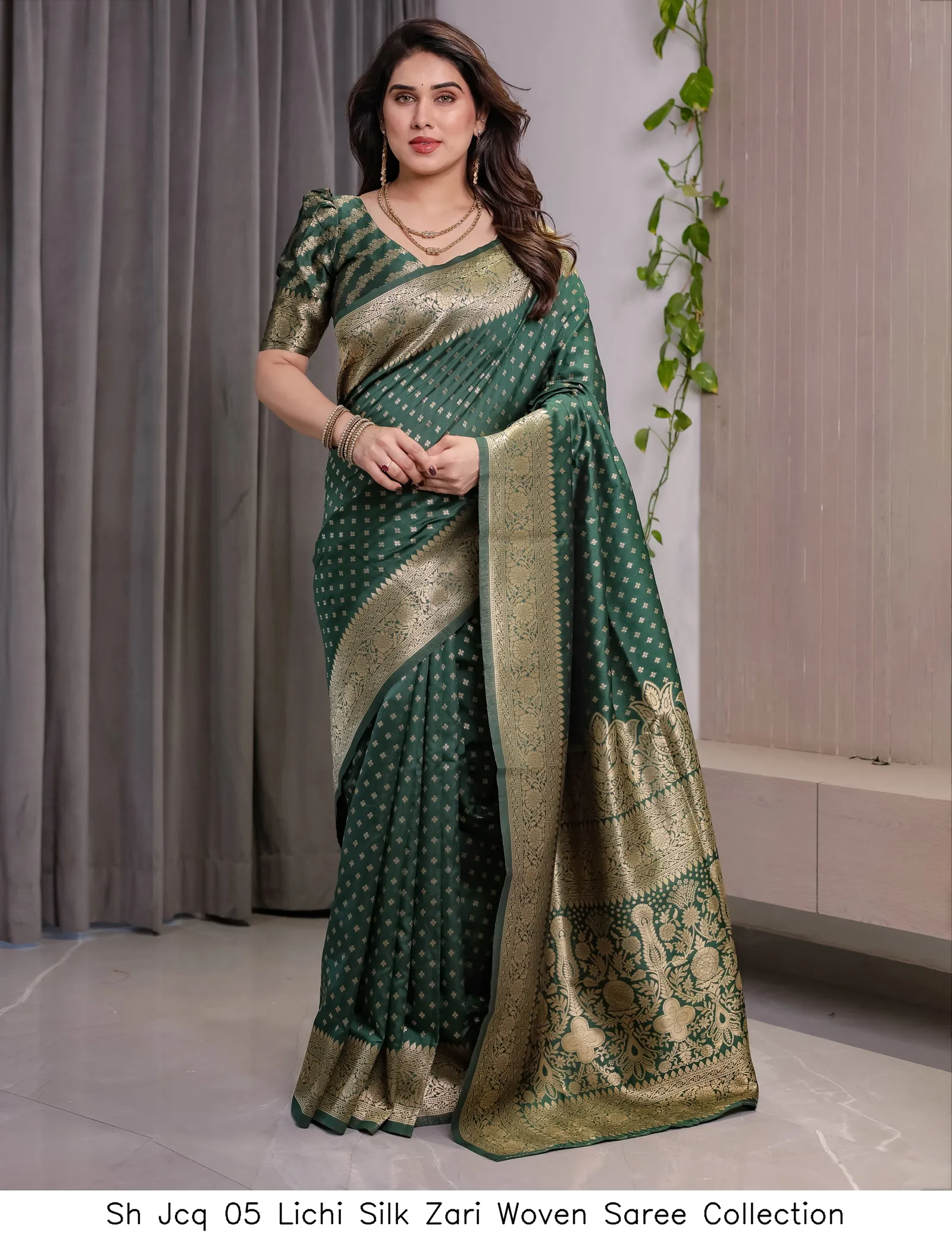 Sh Jcq 05 Lichi Silk Zari Woven Saree Collection - Image 2