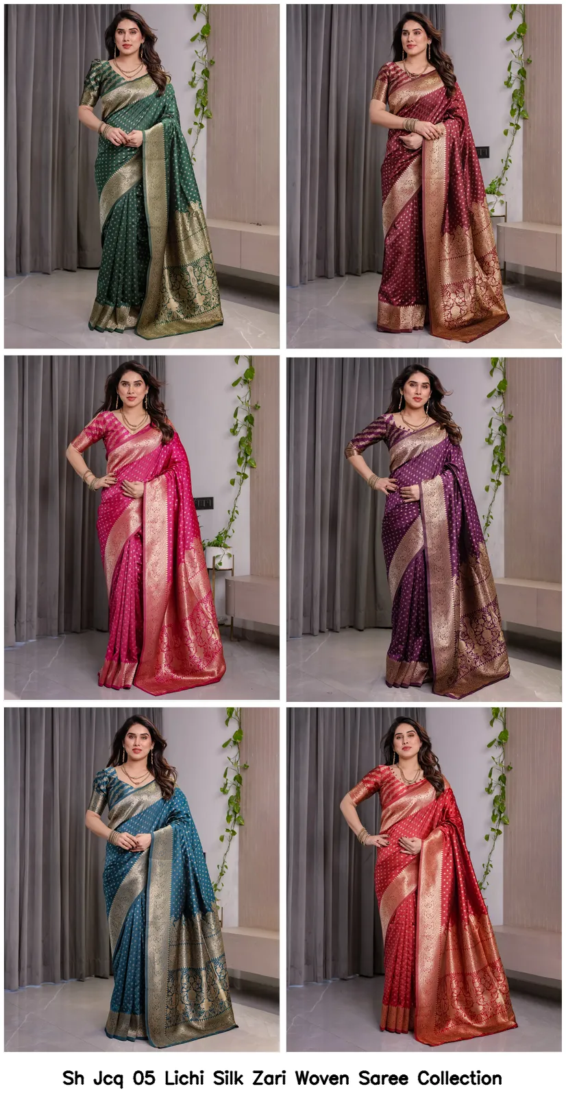 Sh Jcq 05 Lichi Silk Zari Woven Saree Collection - Image 3