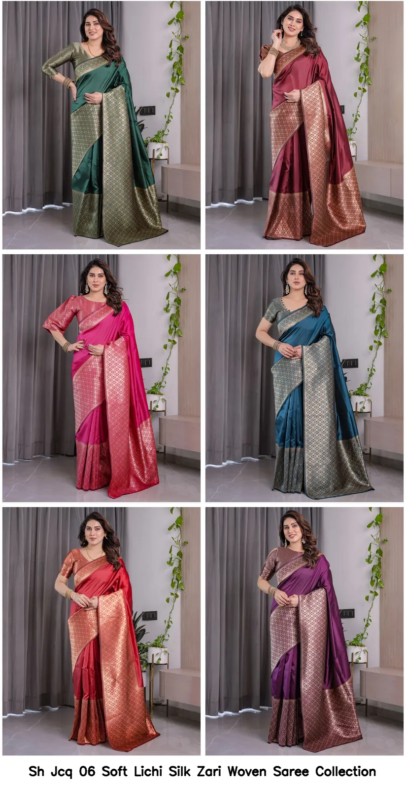 Sh Jcq 06 Soft Lichi Silk Zari Woven Saree Collection - Image 2