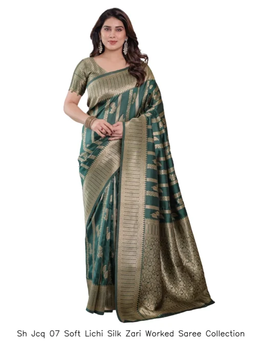 Sh Jcq 07 Soft Lichi Silk Zari Worked Saree Collection
