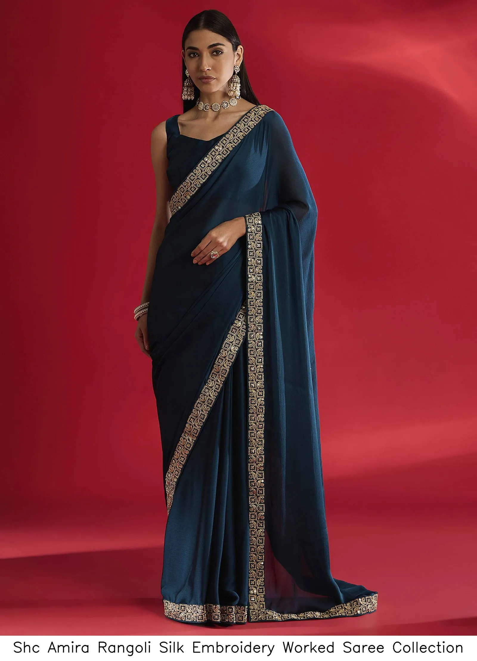 Shc Amira Rangoli Silk Embroidery Worked Saree Collection