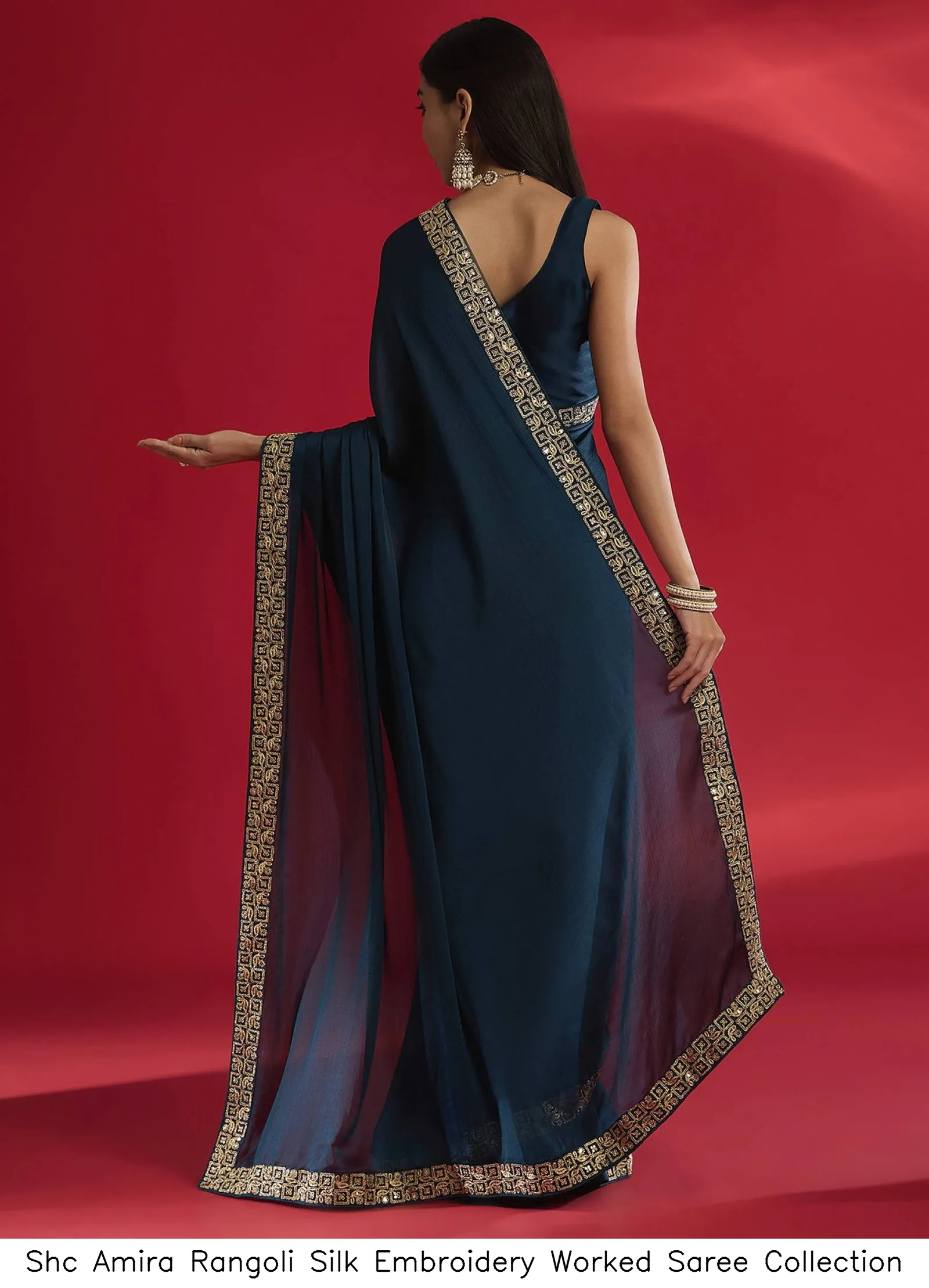 Shc Amira Rangoli Silk Embroidery Worked Saree Collection - Image 4