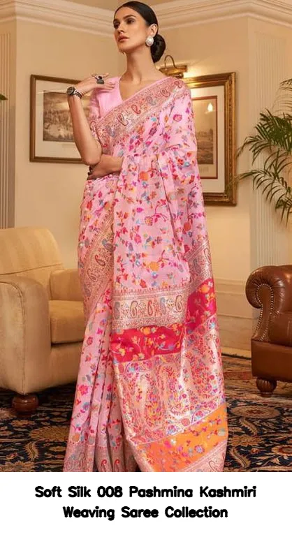 Soft Silk 008 Pashmina Kashmiri Weaving Saree Collection - Image 2