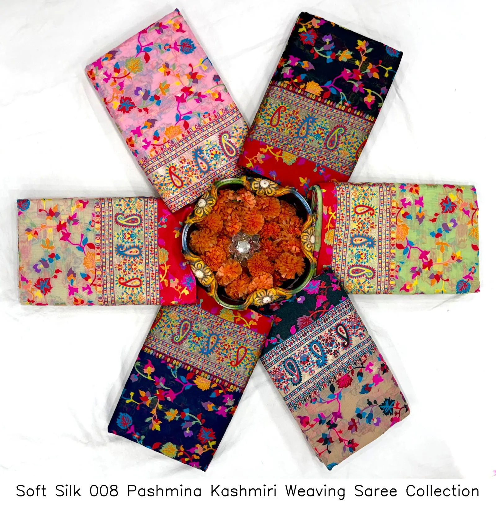 Soft Silk 008 Pashmina Kashmiri Weaving Saree Collection - Image 7
