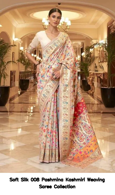 Soft Silk 008 Pashmina Kashmiri Weaving Saree Collection - Image 8