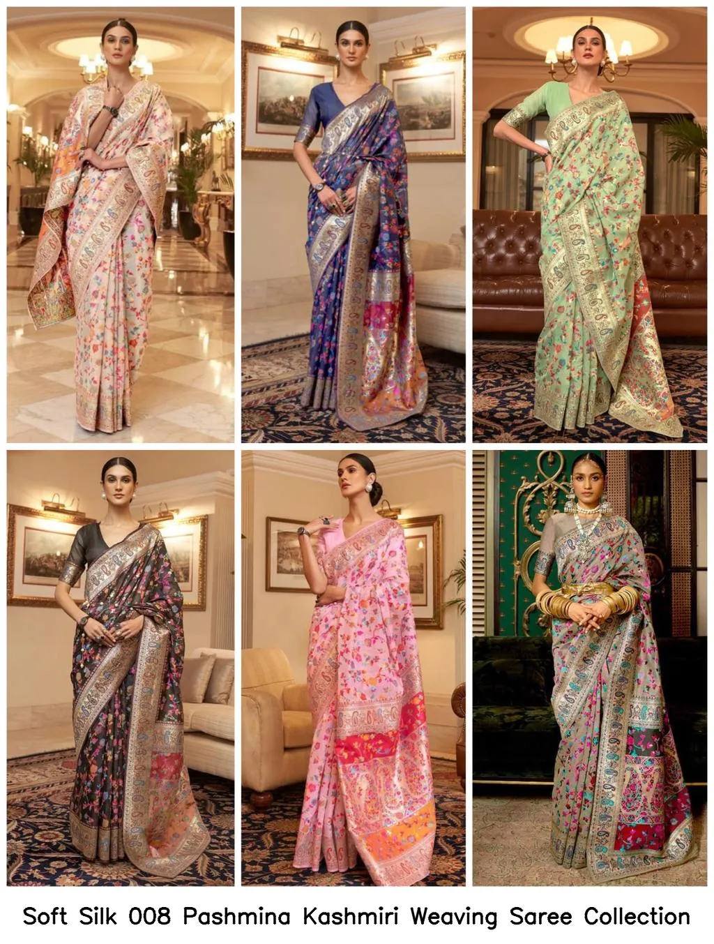 Soft Silk 008 Pashmina Kashmiri Weaving Saree Collection - Image 9