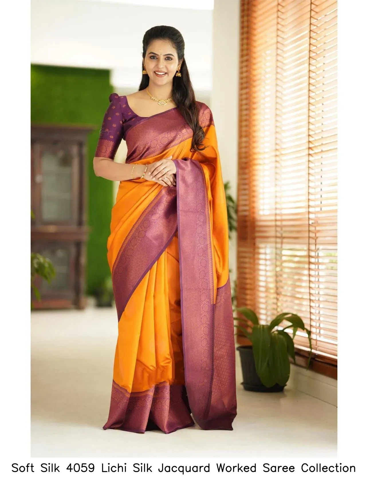 Soft Silk 4059 Lichi Silk Jacquard Worked Saree Collection - Image 8