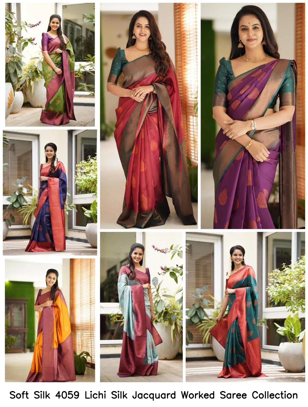 Soft Silk 4059 Lichi Silk Jacquard Worked Saree Collection - Image 9