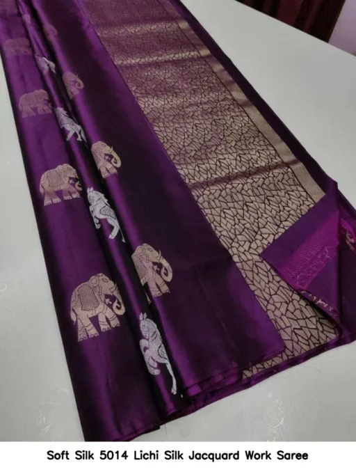 Soft Silk 5014 Lichi Silk Jacquard Work Saree