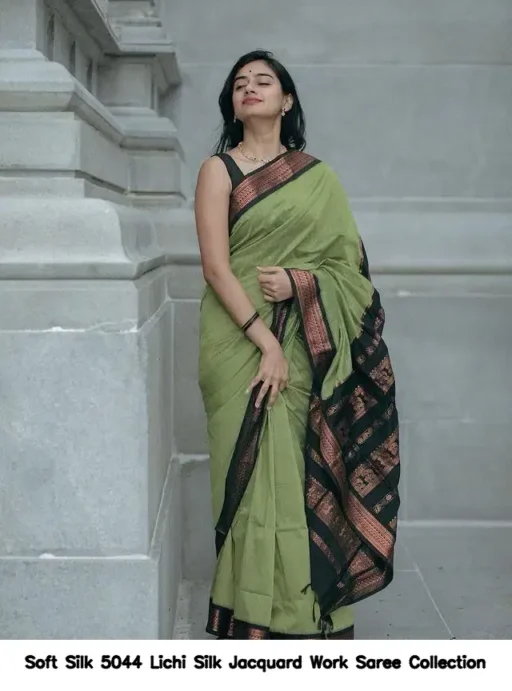 Soft Silk 5044 Lichi Silk Jacquard Work Saree Collection