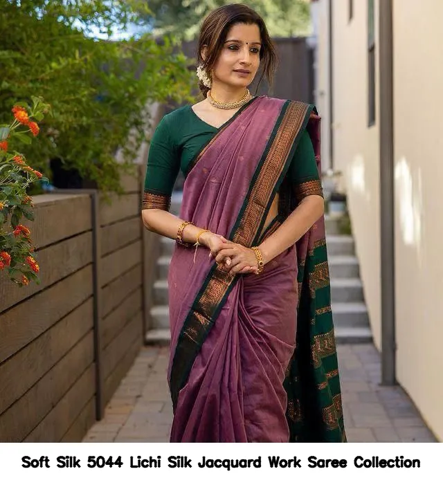 Soft Silk 5044 Lichi Silk Jacquard Work Saree Collection - Image 16