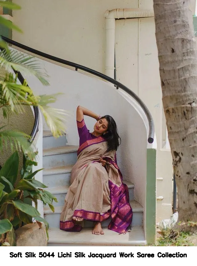 Soft Silk 5044 Lichi Silk Jacquard Work Saree Collection - Image 3