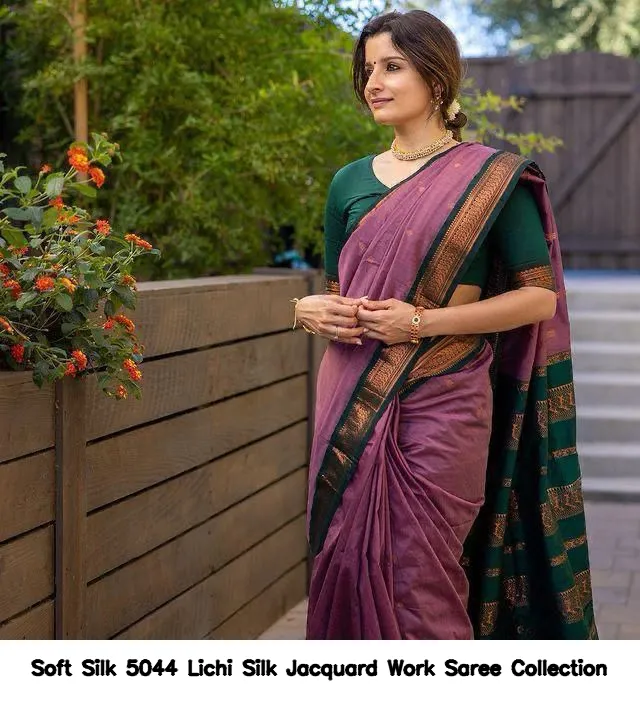 Soft Silk 5044 Lichi Silk Jacquard Work Saree Collection - Image 4