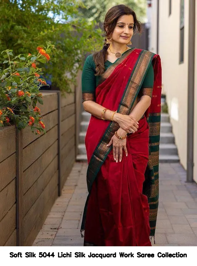 Soft Silk 5044 Lichi Silk Jacquard Work Saree Collection - Image 5
