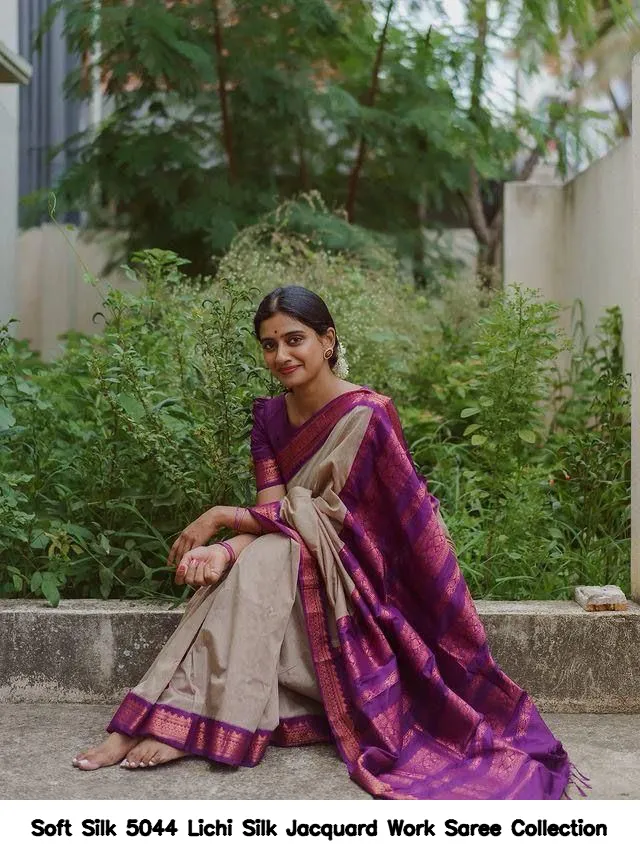 Soft Silk 5044 Lichi Silk Jacquard Work Saree Collection - Image 6