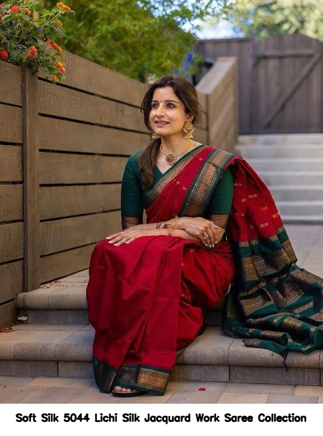 Soft Silk 5044 Lichi Silk Jacquard Work Saree Collection - Image 7