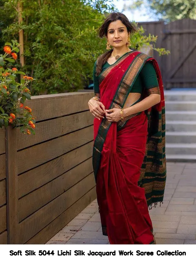 Soft Silk 5044 Lichi Silk Jacquard Work Saree Collection - Image 9