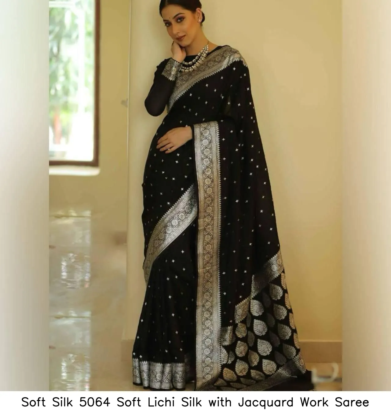 Soft Silk 5064 Soft Lichi Silk with Jacquard Work Saree - Image 3