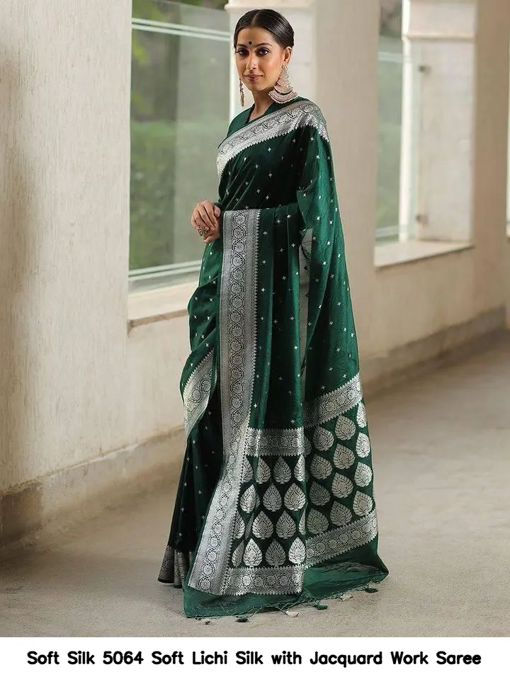 Soft Silk 5064 Soft Lichi Silk with Jacquard Work Saree - Image 4