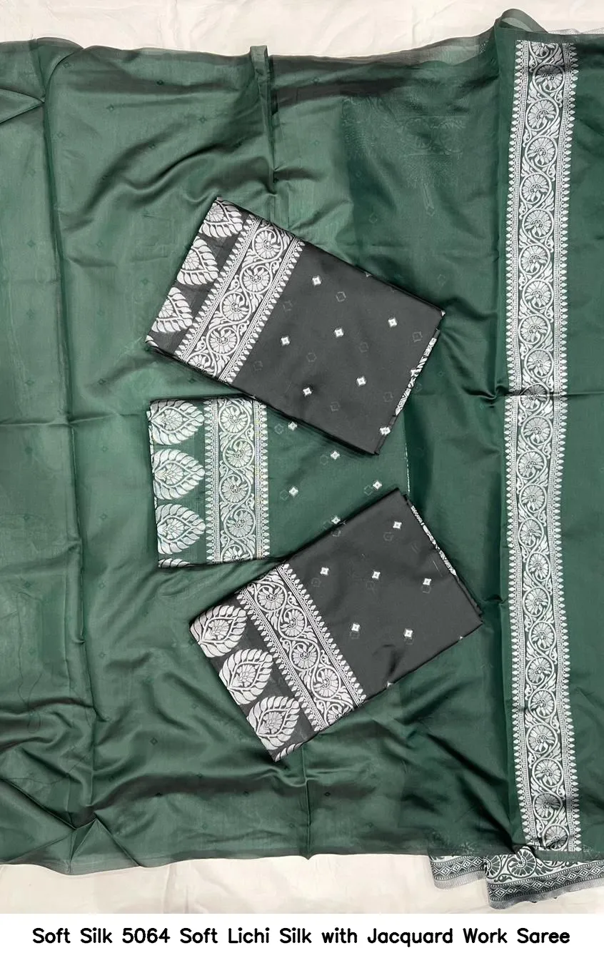 Soft Silk 5064 Soft Lichi Silk with Jacquard Work Saree - Image 7